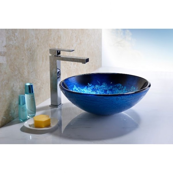 Anzzi Tara Deco-Glass Vessel Sink in Blue Blaze S263 - main